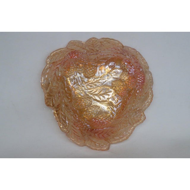 Indiana Glass Bowl Embossed Leaf and Loganberry Marigold Carnival Glass 5031b For Sale - Image 14 of 16