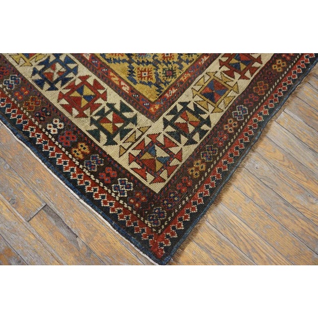 1890s Yellow Diamond Antique Caucasian Talish Carpet 3'4" X 7'6" Knotted Wool Rug For Sale - Image 12 of 12