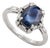 Victorian Style 2Ct Oval Blue Sapphire & Diamond Ring Size 6 in 14k Gold For Sale