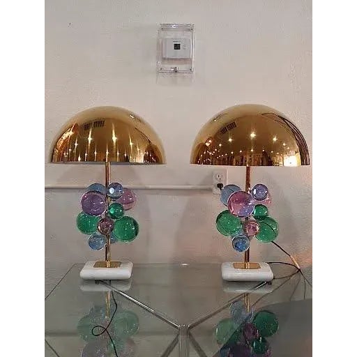 Brass Contemporary Jonathan Adler Pair of "Globo Table Lamps" For Sale - Image 8 of 8