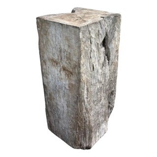 Solid Teak Wood Pedestal, Wonderful Age Related Patina, Modern Organic For Sale