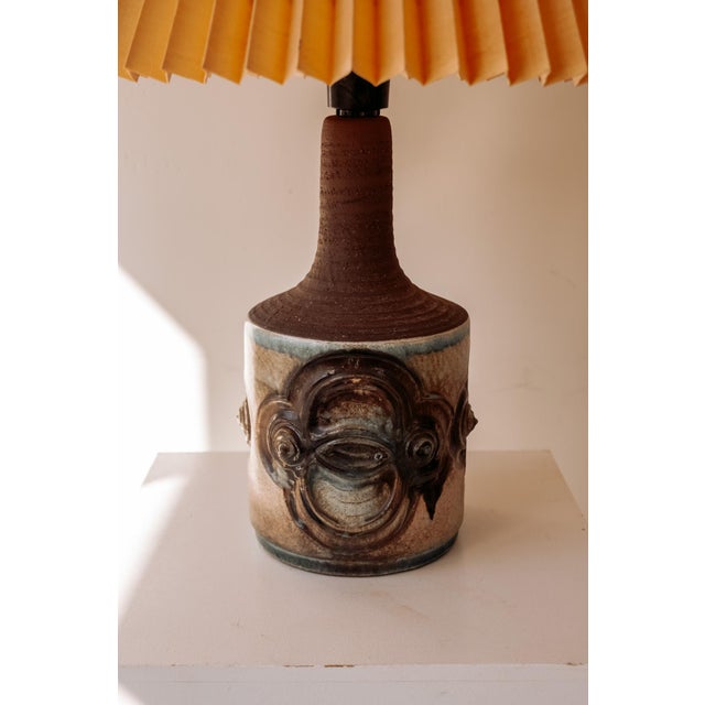 Danish Ceramic Table Lamp by Ib Oluf Hansen with Pleated Shade, 1960s For Sale - Image 3 of 6