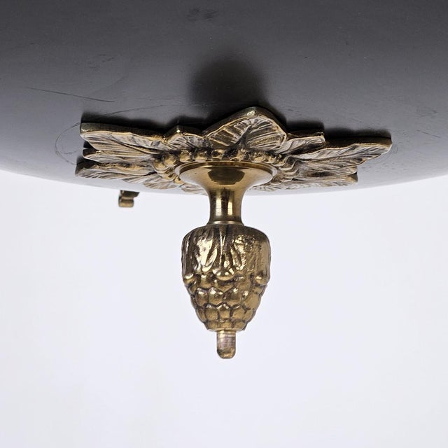1940s Empire-Style Chandelier in Sheet Metal and Brass, 1940s For Sale - Image 5 of 7