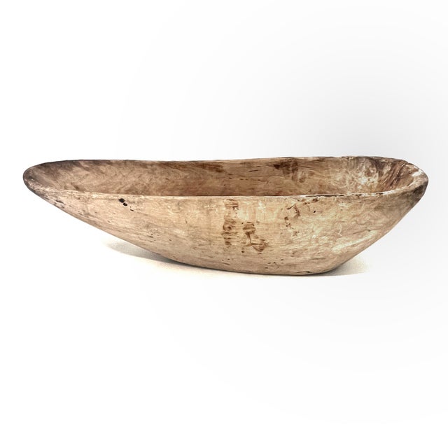 Contemporary Antique Hand Carved Dugout Wood Trough Bowl For Sale - Image 3 of 18