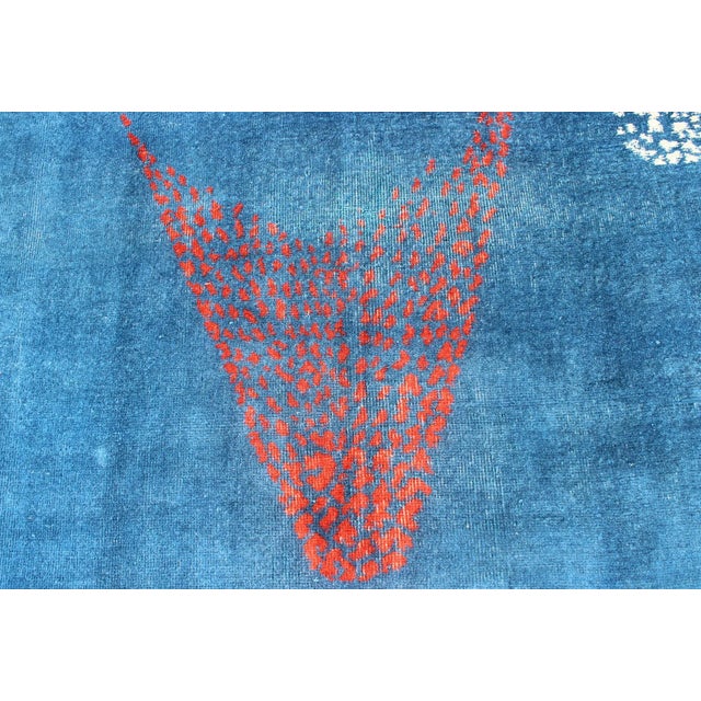 Mid-Century Modern Rug With Modern Design in Medium Blue, Sapphire Blue Color For Sale - Image 11 of 13