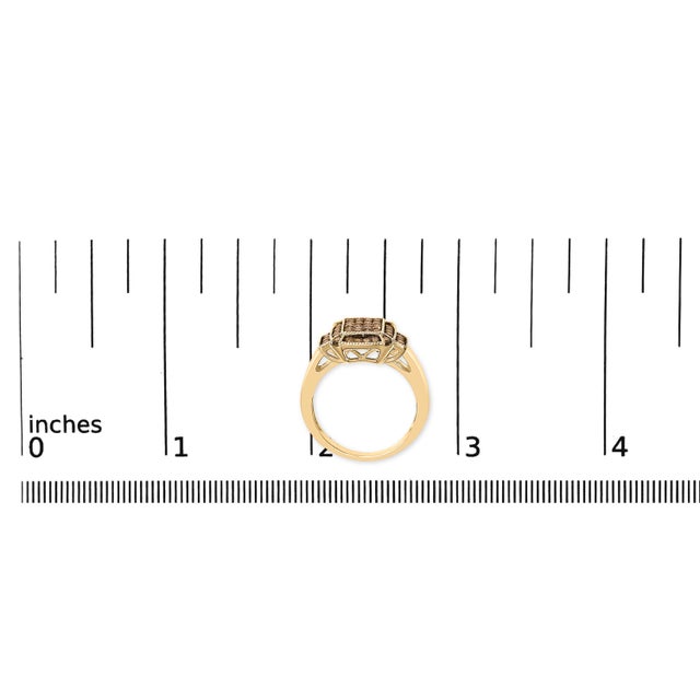 10K Yellow Gold Plated .925 Sterling Silver 1/2 Cttw Champagne Diamond Step Up Ring - Size 7 For Sale In New York - Image 6 of 6