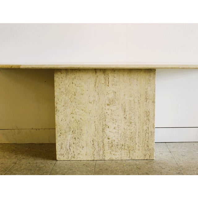 Beige Large Travertine Console Table, Italy, 1970s For Sale - Image 8 of 11