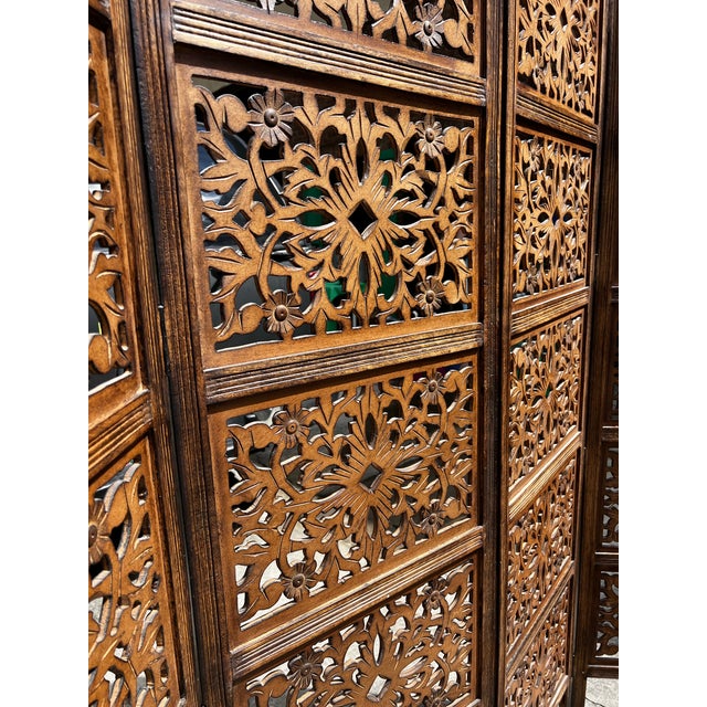 1970s 1970s Hand Carved Wooden Large Screen/Room Divider For Sale - Image 5 of 11