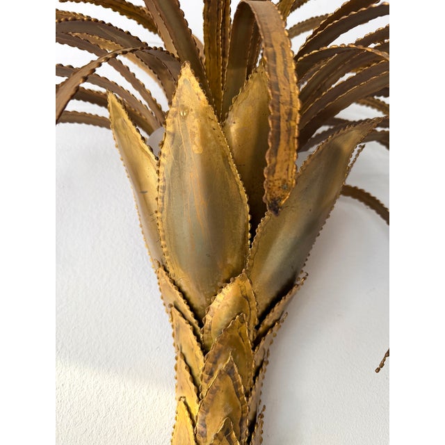 Metal Pair of Brass Palm Tree Sconces by Maison Jansen, France, 1970s For Sale - Image 7 of 12