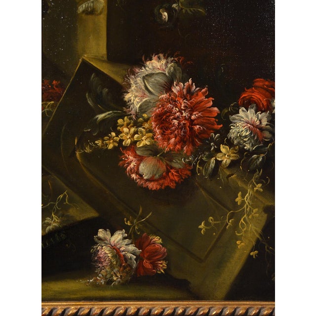 Pieter Casteels III, Floral Still Life, 1700, Oil on Canvas, Framed For Sale - Image 4 of 18