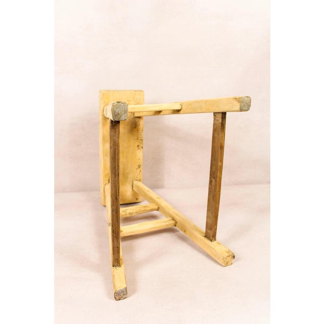 Vintage Rustic Elm Stool For Sale - Image 4 of 5
