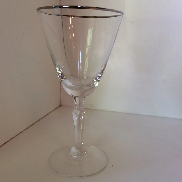 Mid-Century Modern Platinum Rim Fostoria Wine Glasses - Set of 6 For Sale - Image 3 of 13
