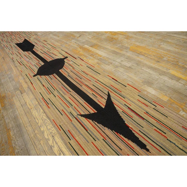 Textile 1920s Multi Geometric Folk Art Antique American Hooked Rug 2'8" X 20' Woven Wool Carpet Runner For Sale - Image 7 of 9