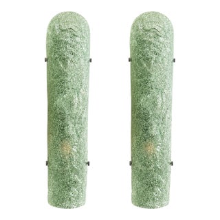 Contemporary Hammered Green "Graniglia" Murano Glass Wall Sconces Set of Two by SimoEng For Sale
