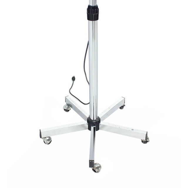 Chrome Chrome Wheel Base Mid-Century Modern Adjustable Four-Arm Lamp Heat Lamps For Sale - Image 8 of 8