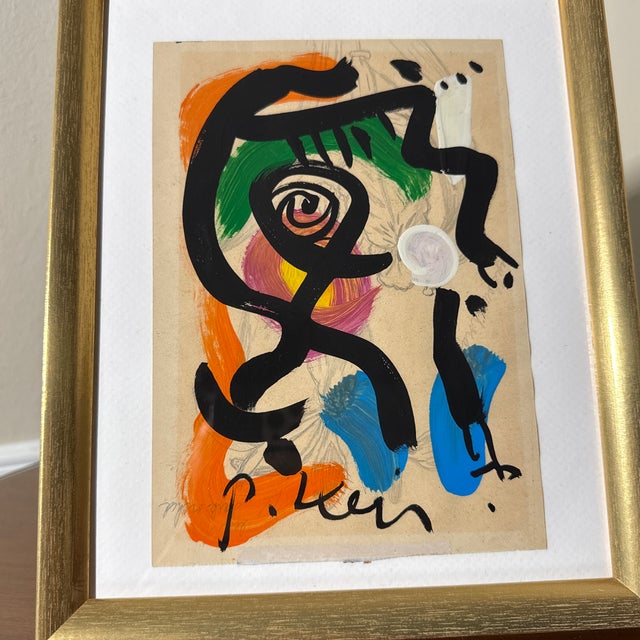 Paper 1970s Peter Robert Keil Original Painting Abstract Miro Style Modern Art Signed Framed For Sale - Image 7 of 8