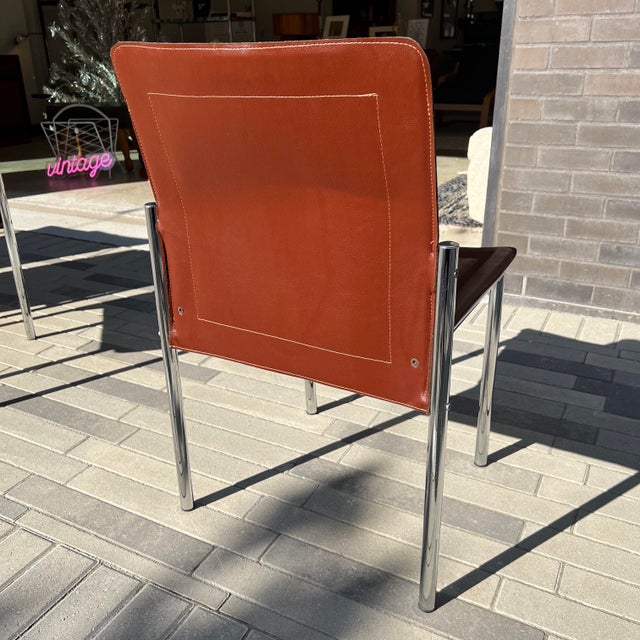 Mid 20th Century Vintage Leather & Chrome Dining Chairs Set of 4 Chairish