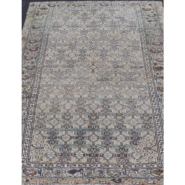 Antique Persian Malayer Rug With Intricate All-Over Geometric Design in Muted Earthy Tones 3'3"x4'9" For Sale - Image 4 of 9