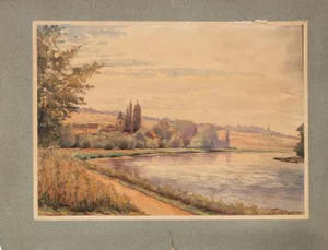 Paul-Auguste Godfroy, Vue de la Seine, Watercolor, Late 19th Century