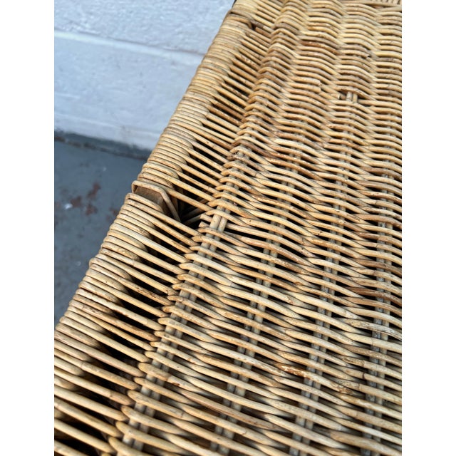 Vintage Asian Chinoiserie Wicker Trunk With Brass Hardware For Sale - Image 12 of 17