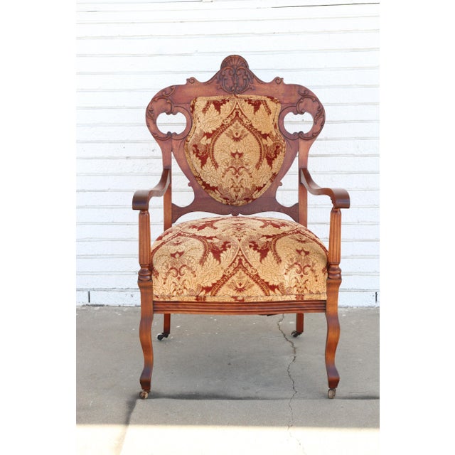 Late 19th Century Antique Armchair With Upholstery On Casters For Sale In Houston - Image 6 of 6