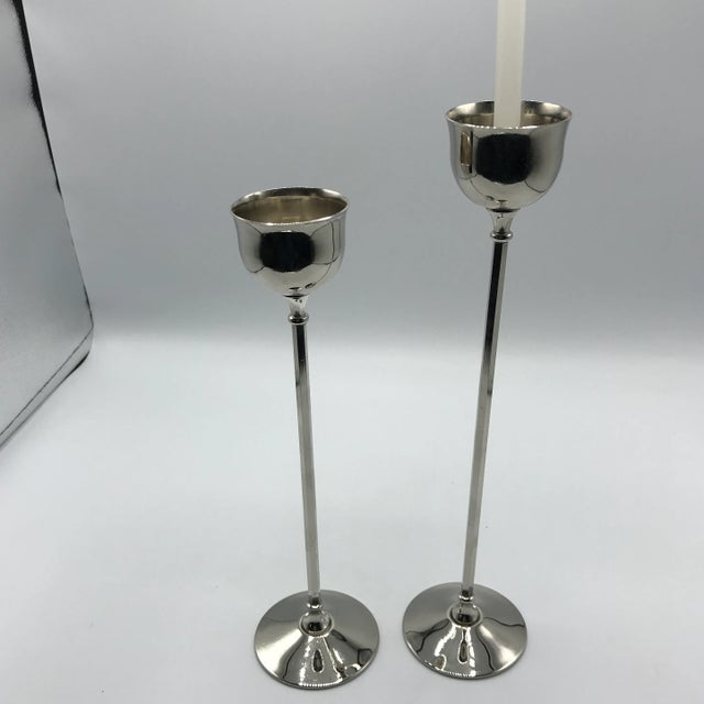 William Adam Italian Silver Plated Candle Holders - A Pair For Sale - Image 12 of 13