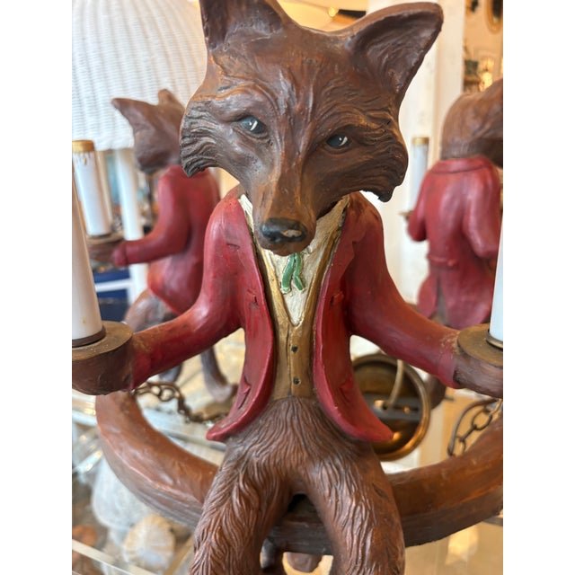 Vintage 1970s Signed Bill Huebbe 3 Fox Chandelier Made in Spain For Sale In West Palm - Image 6 of 13