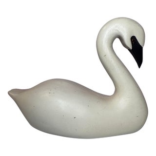 Beautiful Vintage Swan Decoy Glass Eyes Country Folk Art Decor 8”x10” For Sale