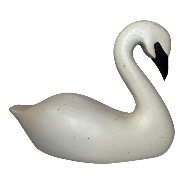 Beautiful Vintage Swan Decoy Glass Eyes Country Folk Art Decor 8”x10” For Sale