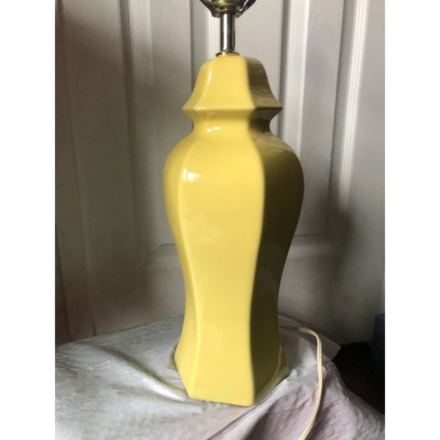 Mid Century Modern Canary Yellow Asian Influence Table Lamp For Sale - Image 11 of 12
