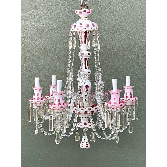 Vintage Check Cut Crystal Swag Chandelier For Sale - Image 11 of 12