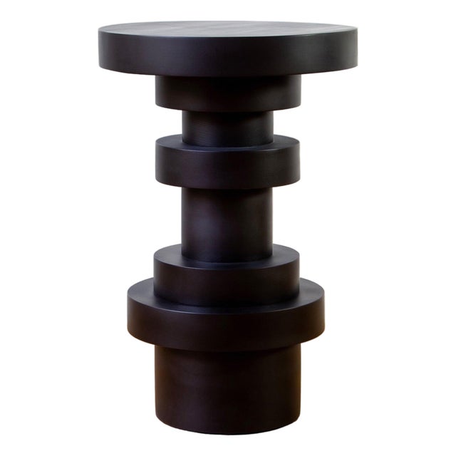 Sass Tall Side Table, Black, Wood End Table, Sample, Modern, Minimal, Accent Table, Pedestal For Sale