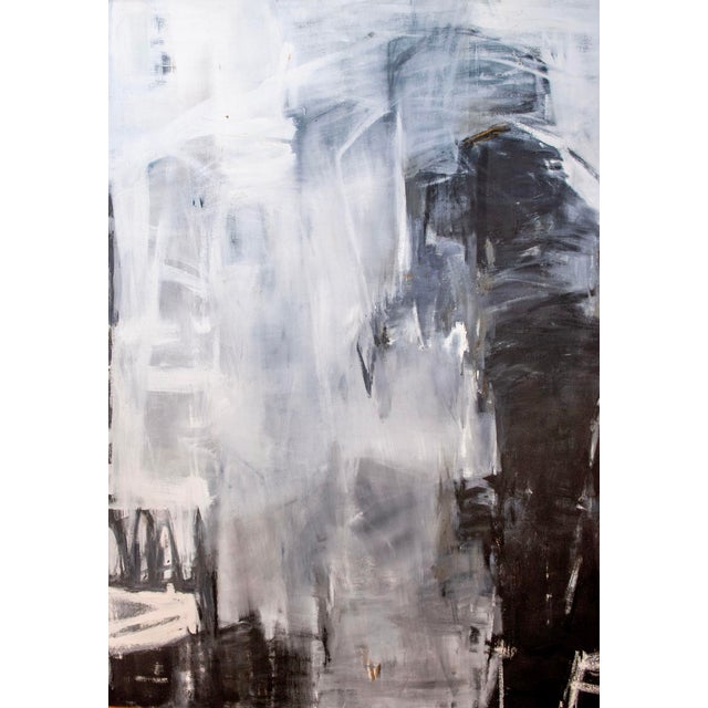 Late 20th Century Monumental Black and White Abstract Painting in Oil, by Dixie Purvis For Sale - Image 6 of 9