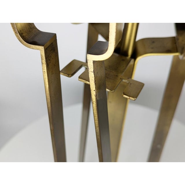 Italian Brushed Brass Fireplace Tools, 1970s For Sale - Image 9 of 15