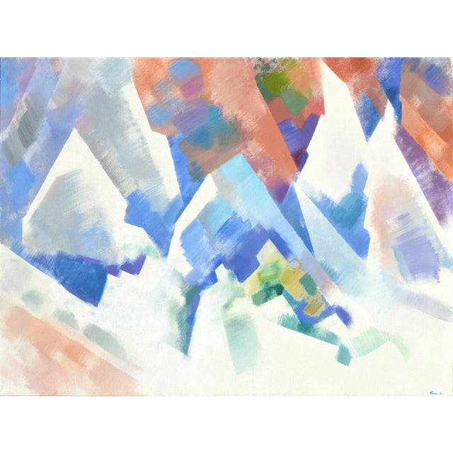 Acyrlic abstract landscape titled "Cliffside" by Erle Loran (American, 1905-1999), a modernist of urban and coastal views...