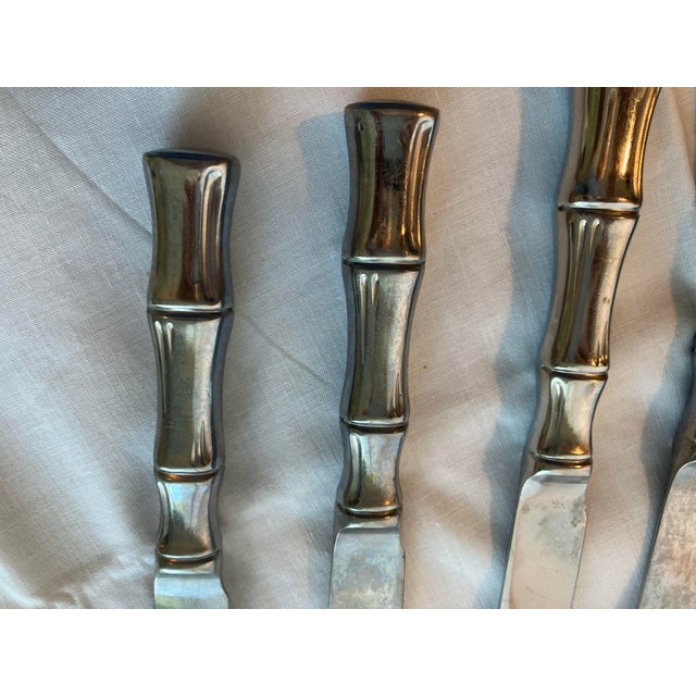 Metal 1980s Supreme Stainless Steel Dinner Knives in Bamboo Pattern - Set of 8 For Sale - Image 7 of 9