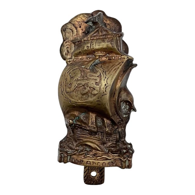 Early 1900s English Brass Galleon Door Knocker For Sale