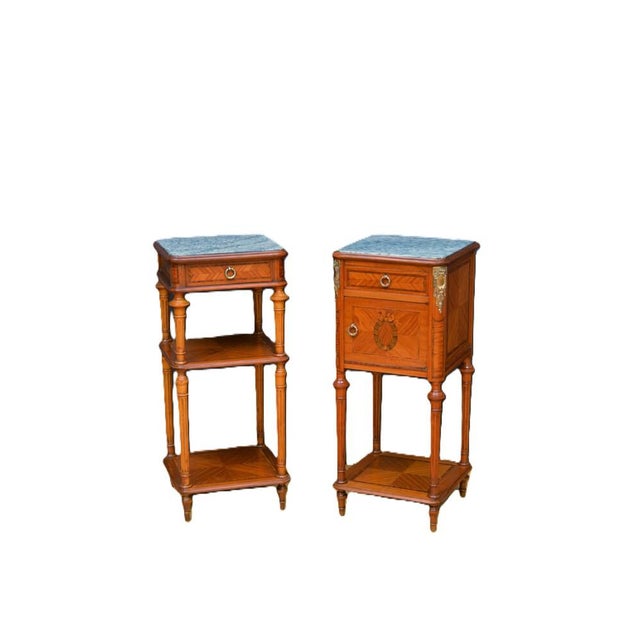 Antique Marble Topped and Satinwood Bedside Tables, 1900, Set of 2 For Sale - Image 17 of 17