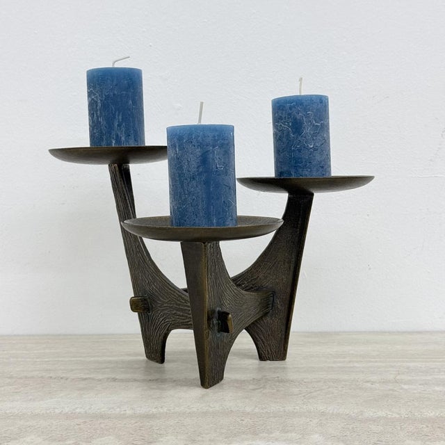 1970s Modernist Sculptural Brutalist Bronze Metal Candleholder, France, 1960s For Sale - Image 5 of 18