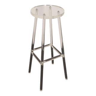 Single Vintage American Hollywood Regency Style Lucite Bar Stool For Sale