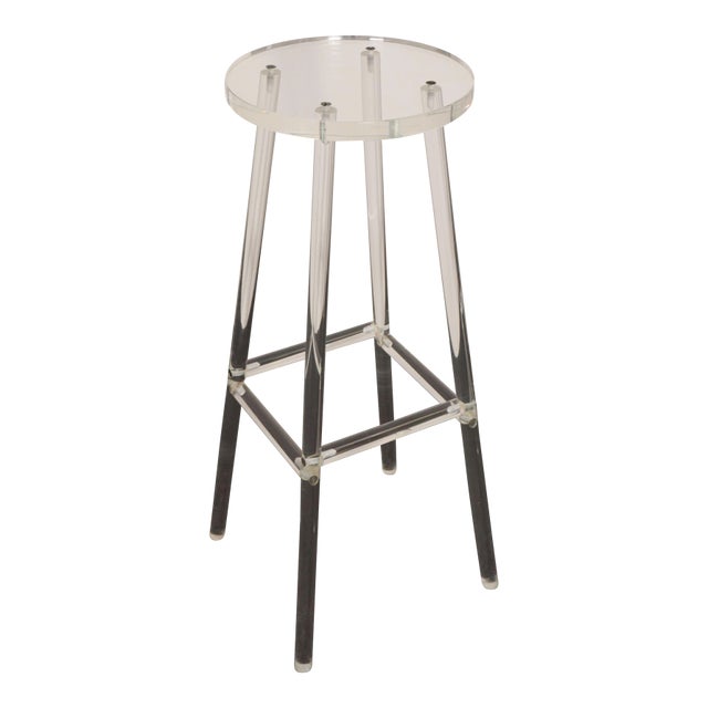 Single Vintage American Hollywood Regency Style Lucite Bar Stool For Sale