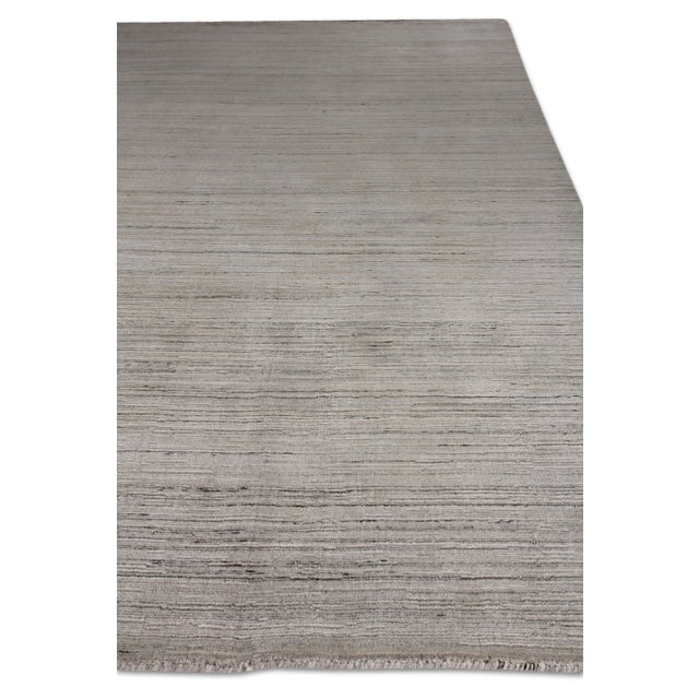 Banbury hand loom wool Viscose Silver Rug - 6'x9' For Sale - Image 4 of 6