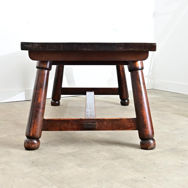 French Mid-Century Brutalist Pine Dining Table For Sale - Image 9 of 14