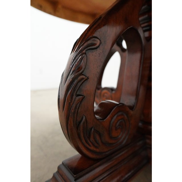 Brown Round Traditional Pedestal Dining Table For Sale - Image 8 of 14