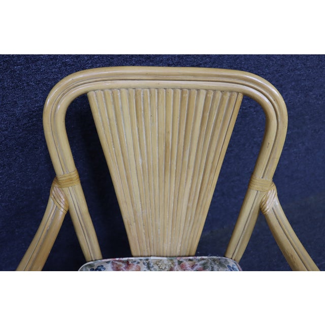 MCM Style Fan Back Bamboo & Rattan Armchairs – Set of 4 For Sale - Image 14 of 18