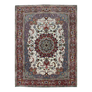 1990s Old Persian Tabriz Area Rug 5x7