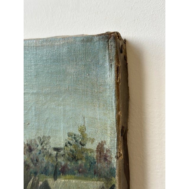 Antique Victorian Oil on Canvas Marsh Scene of Stork Delivering Baby, Circa 1880s For Sale - Image 15 of 15