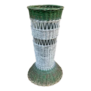 Antique Painted Woven Wicker Umbrella Basket, Late 19th Century