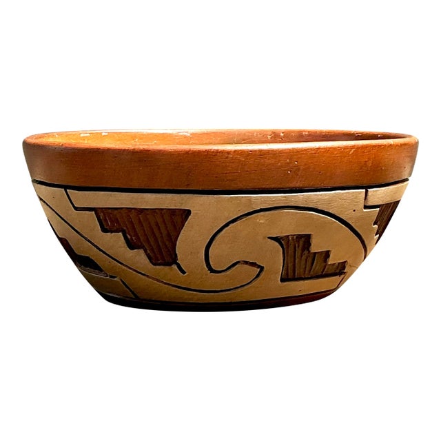 Vintage Abstract Geometric Ceramic Bowl For Sale