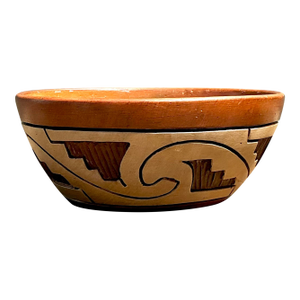 Vintage Abstract Geometric Ceramic Bowl